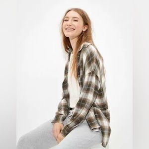 AE Plaid Flannel Babydoll Button Up